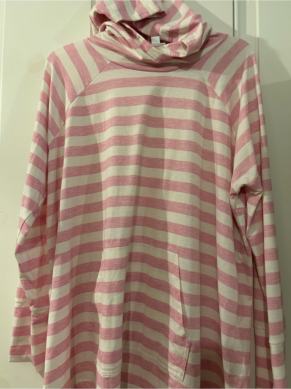 LuLaRoe Pink and White Striped Women's hoodie